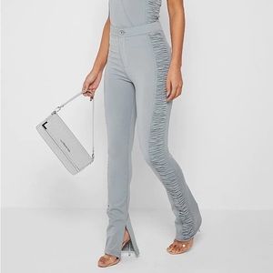 MANIERE DE VOIR RUCHED SIDE FLARED LEGGINGS - ICED GREY BRAND NEW US 4